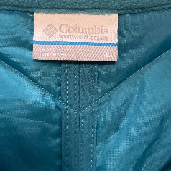 Columbia Womens Vest Size Large Turquoise Fleece Polyester Full Zip Pockets - Picture 3 of 6